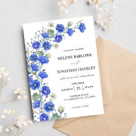 青と白のエレガモダンント素朴な結婚式 招待状