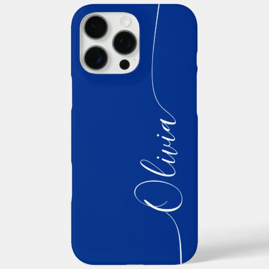 青と白のエレガントなカリグラフィー筆記体 名前 Case-Mate iPhoneケース (裏面)