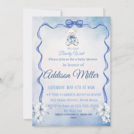 青と白のエレガント花々、我々は心から待つことができる。 招待状