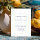 青と白のエレガントRSVP結婚の 招待状