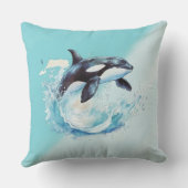 青と白のオクラ海ビーチ 航海の クッション (裏面)