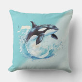 青と白のオクラ海ビーチ 航海の クッション (正面)