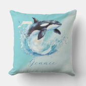 青と白のオクラ海ビーチ 航海の クッション (正面)