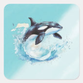 青と白のオクラ海ビーチ 航海の スクエアシール (正面)