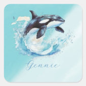 青と白のオクラ海ビーチ 航海の スクエアシール (正面)