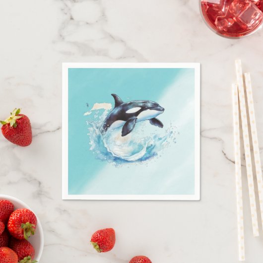 青と白のオクラ海ビーチ 航海の スタンダードカクテルナプキン (インサイチュ)