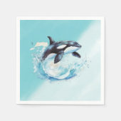 青と白のオクラ海ビーチ 航海の スタンダードカクテルナプキン (正面)