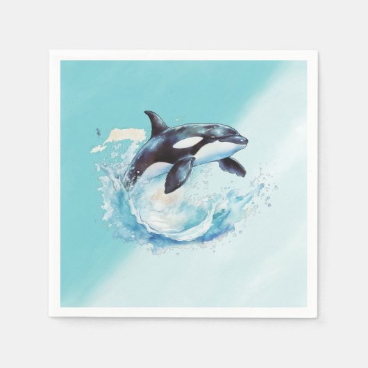 青と白のオクラ海ビーチ 航海の スタンダードカクテルナプキン (正面)