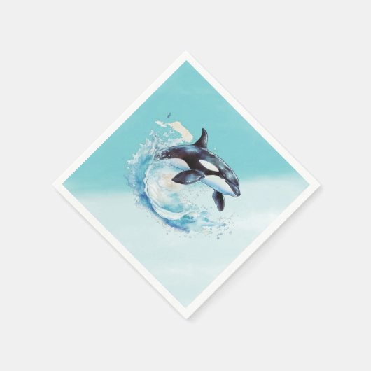 青と白のオクラ海ビーチ 航海の スタンダードカクテルナプキン (角)