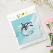 青と白のオクラ海ビーチ 航海の フェイバーバッグ (封をした状態)