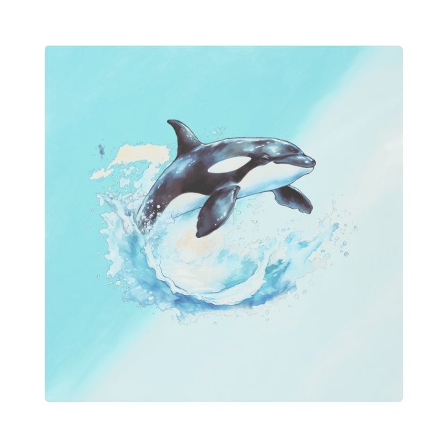 青と白のオクラ海ビーチ 航海の メタルプリント (正面)