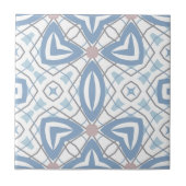 青と白のオペアート抽象芸術幾何モダン図形 タイル (正面)