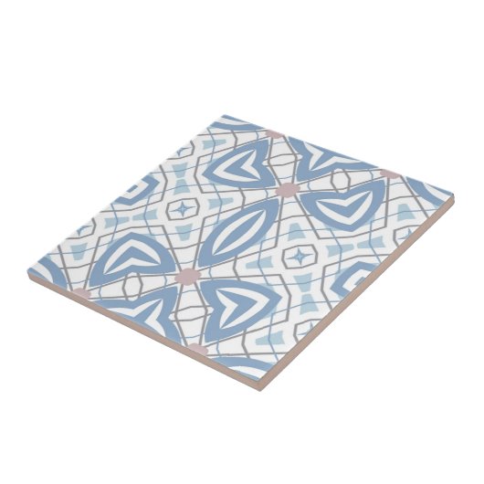 青と白のオペアート抽象芸術幾何モダン図形 タイル (側面)