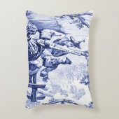 青と白のオリエンタルのシノワセリー アクセントクッション (正面(垂直))