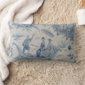 青と白のオリエンタルのシノワセリー ランバークッション (ブランケット)