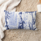 青と白のオリエンタルのシノワセリー ランバークッション (ブランケット)