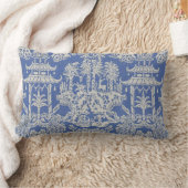 青と白のオリエンタルのシノワセリー ランバークッション (ブランケット)