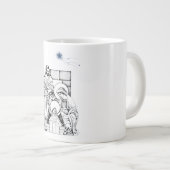 青と白のオリジナル出生 ジャンボコーヒーマグカップ (正面右)