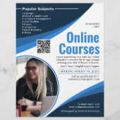 青と白のオンラインコース広告 チラシ (正面)