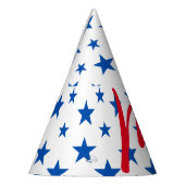 青と白のカスタマイズ可能な星柄 パーティーハット (左)