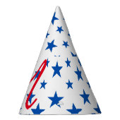 青と白のカスタマイズ可能な星柄 パーティーハット (右)