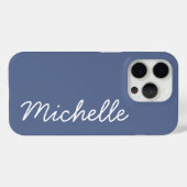 青と白のカスタムアクセントの名前または文字 Case-Mate iPhoneケース (裏面 (横))