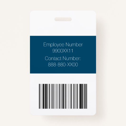 青と白のカスタムスタッフの写真IDバッジ バッジ (裏面)