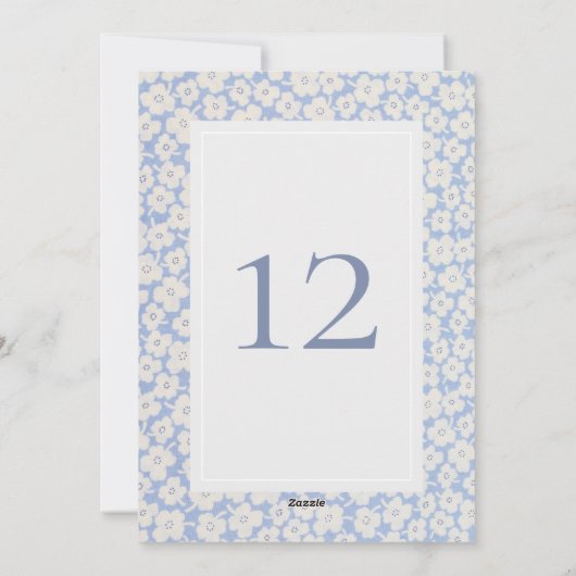 青と白のカスタムフローラ表結婚数 シーズンカード (裏面)