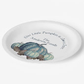 青と白のカボチャの赤ちゃんシャワー ペーパープレート (アングル)