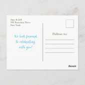 青と白のカボチャの赤ちゃんシャワー ポストカード (裏面)