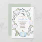 青と白のカボチャ緑の赤ちゃんシャワー招待状 招待状 (正面/裏面)