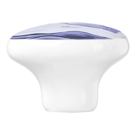 青と白のカモメ海カモメ セラミックノブ (側面)