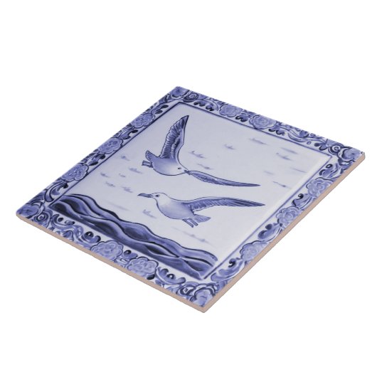 青と白のカモメ海カモメ タイル (側面)