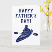 青と白のカヤックの父の日 カード (黄色い花)