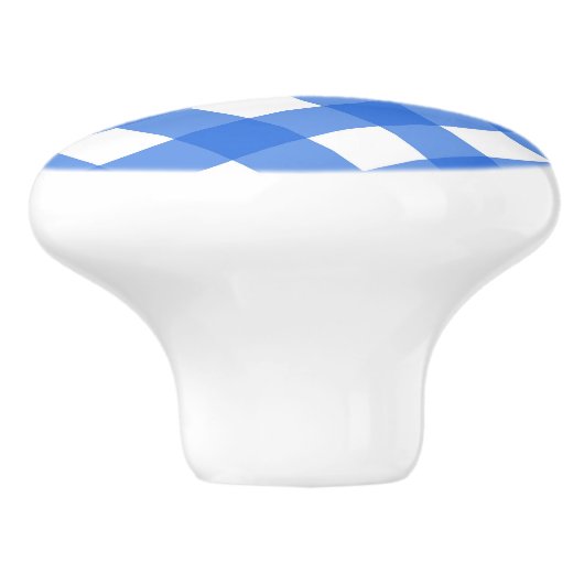 青と白のカントリージンガ市松模様にム市松模様に セラミックノブ (側面)