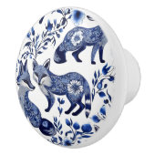 青と白のキツネカスタムセラミックノブ セラミックノブ (右)