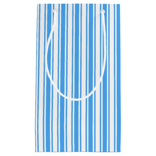 青と白のキャンディストライプー スモールペーパーバッグ (正面)