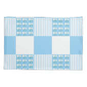 青と白のキルトブロックピローケース 枕カバー (裏面)