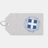 青と白のギリシャ結婚の写真 ギフトタグ (裏面横)