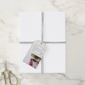 青と白のギリシャ結婚の写真 ギフトタグ (より糸付き)