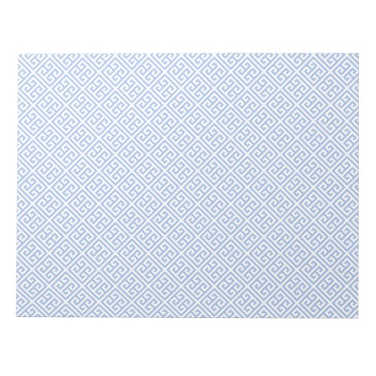 青と白のギリシャ語鍵エンベロープライナー ノートパッド (正面)