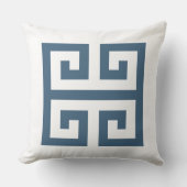青と白のギリシャ鍵 クッション (正面)