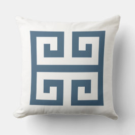 青と白のギリシャ鍵 クッション