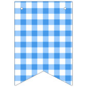 青と白のギンガムチェックハッピーバースデー バンティングフラッグ (第1の旗)