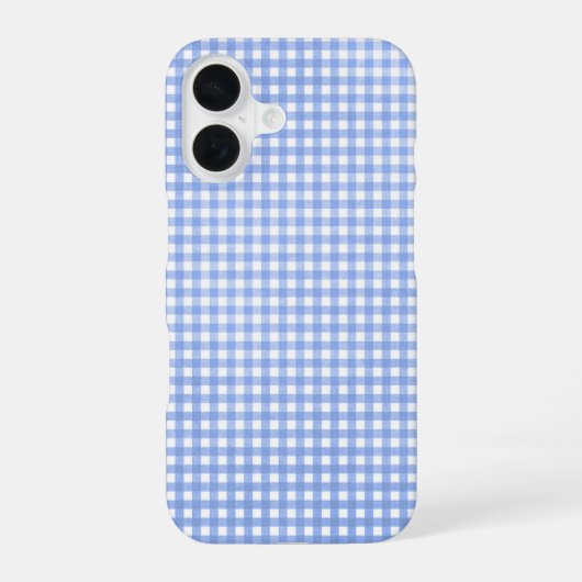 青と白のギンガムチェック柄 iPhone 16ケース (裏面)