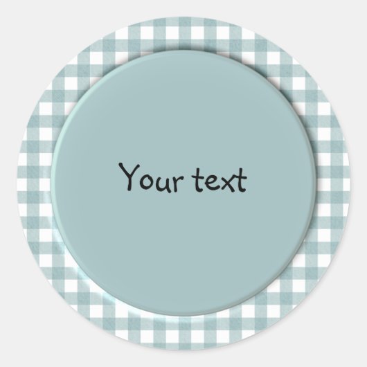青と白のギンガムデザイン ラウンドシール (正面)