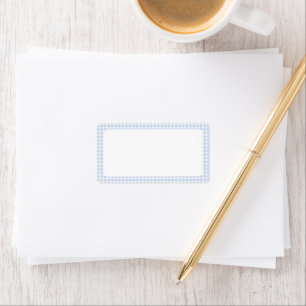 青と白のギンガムベビーシャワー ラベル