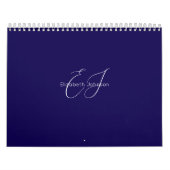 青と白のクラシックミニマリストの名カスタマイズ前 カレンダー (カバー)