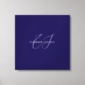 青と白のクラシックミニマリストの名カスタマイズ前 キャンバスプリント (正面)