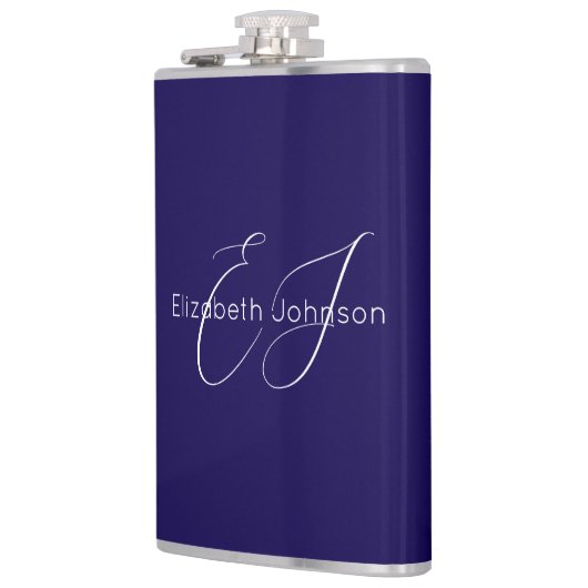 青と白のクラシックミニマリストの名カスタマイズ前 フラスク (左)
